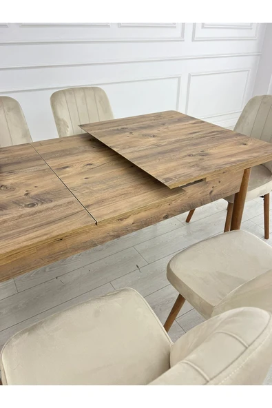 Lajibu %100 Mdf Açılabilir Masa Sandalye Takımı 6 Kişilik Yemek Masası Takımı Masa Sandalye - 3