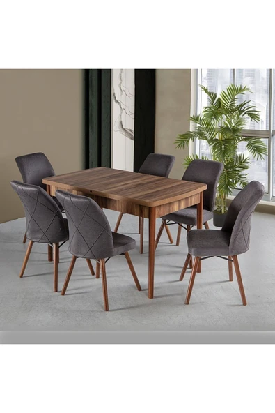 Lajibu %100 Mdf Açılabilir Masa Sandalye Takımı 6 Kişilik Yemek Masası Takımı Masa Sandalye