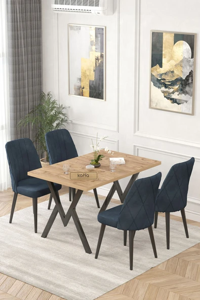 Lajibu Yoyo Atlantik Sabit 70x120  Mutfak Masası Takımı, Yemek Masası Takımı, 4 Antrasit Sandalye