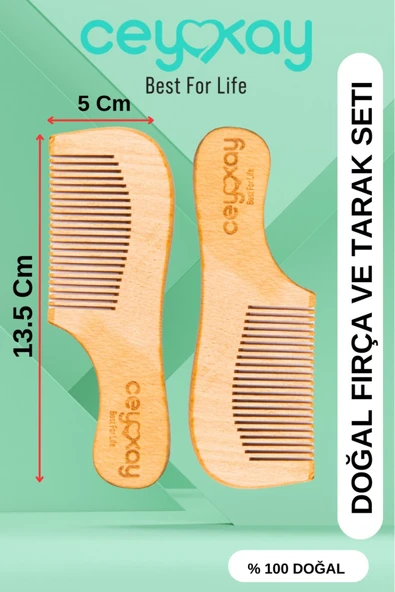 cey kay Ceykay Doğal Keçi Kılı Masaj Fırçası , Bambu Uçlu Fırça Ve Ahşap Tarağı (3 LÜ SET) - 7