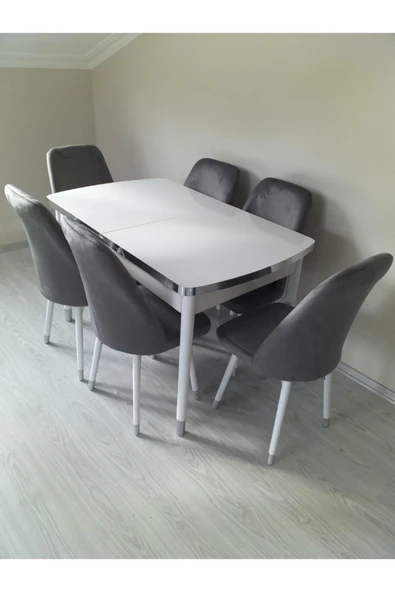 Lajibu %100 Mdf Açılabilir Masa Sandalye Takımı 6 Kişilik Yemek Masası Takımı Masa Sandalye