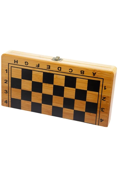 Cavint Store Bambu 3 Lü Oyun Seti Satranç Tavla Dama Büyük Boy 30 X 15 Cm