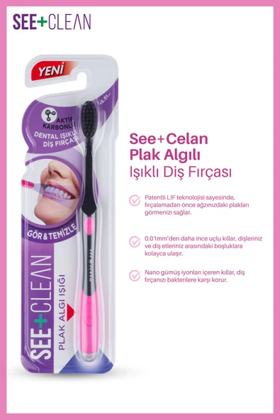 Dentiste See+clean Plak Algı Işıklı Diş Fırçası Pembe - 2