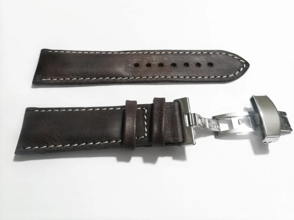Fado Her Saate Uygun  Kelebek  Toka  22  mm   Hakiki Deri (232) GUMUŞ  TOKA  KOYU KAHVE - 2