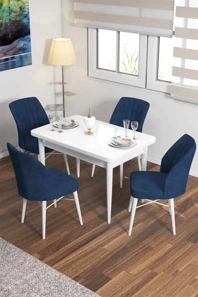 Lajibu Ruf Beyaz 70x110 Suntalam Sabit Mutfak Masası Takımı Yemek Masası Takımı 4 Adet Sandalye