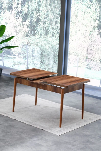 Lajibu Esila Serisi 80x130 Açılabilir Barok Mutfak Masası, Mutfak Masa Takımı, 6 Kahverengi Sandalye - 3