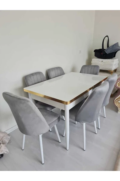 Lajibu %100 Mdf Açılabilir Masa Sandalye Takımı 6 Kişilik Yemek Masası Takımı Masa Sandalye - 2