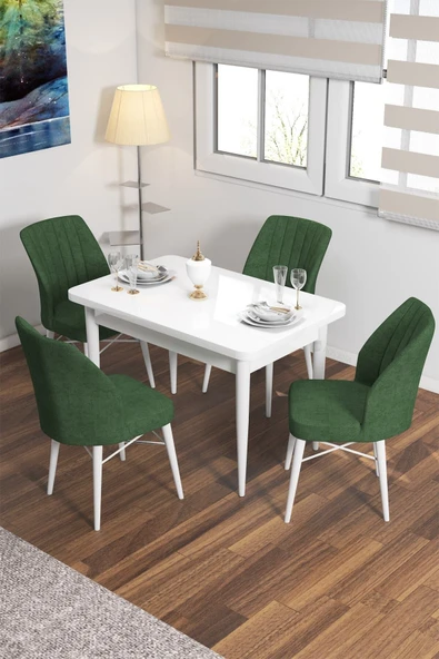 Lajibu Vov Beyaz 70x110 Mdf Sabit Mutfak Masası Takımı Yemek Masası Takımı 4 Adet Sandalye