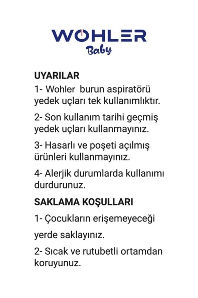 Wohler Nazal Burun Aspiratörü Yedek Uç 10 'lu Tek Tek Poşetli (OTRİ BEBE UYUMLU) - 5