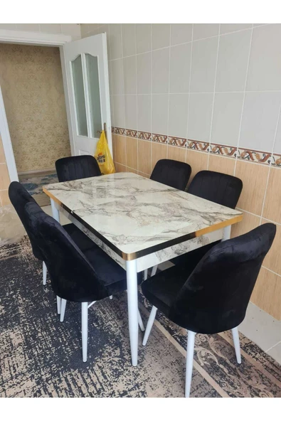 Lajibu %100 Mdf Açılabilir Masa Sandalye Takımı 6 Kişilik Yemek Masası Takımı Masa Sandalye - 2
