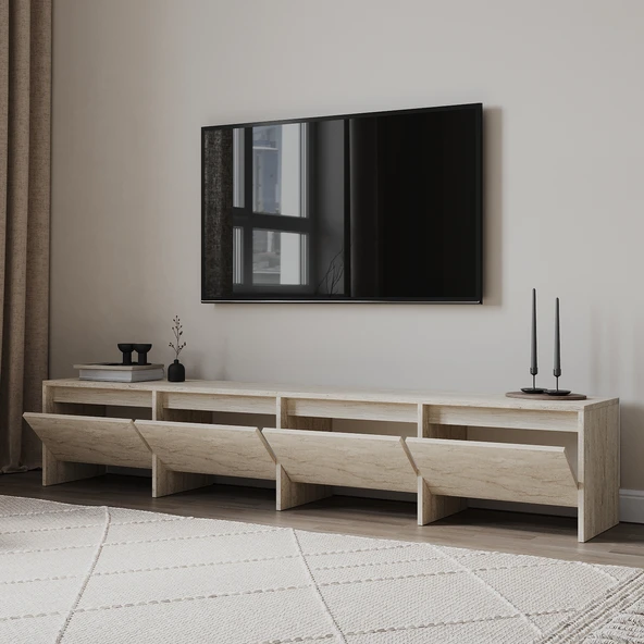 Laris 180 cm Tv Ünitesi – 4 Kapaklı, Traverten Desenli - 3