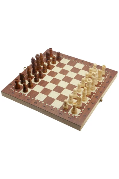 Cavint Store Ahşap 3 Lü Oyun Seti Satranç Tavla Dama 24 X 13 Cm