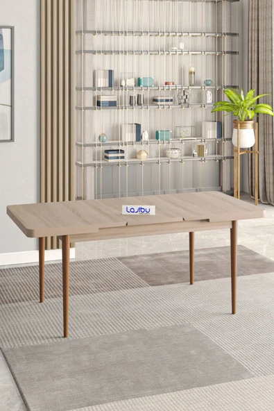 Lajibu Rex Serisi Sonomo 80x130 Açılır Yemek Masası , Yemek Masa Takımı Metal Ayaklı 6 Cappucino Sandalye - 3