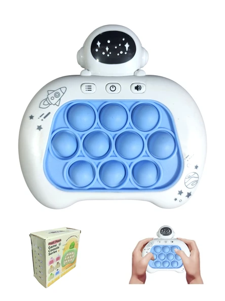 Popit Makinesi Işıklı Oyun Fast Push Pilli Fidget Kabarcık - Astronot Mavi