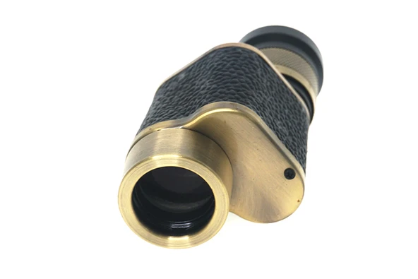 Baigish  6X24 Askeri Tarzi Pirinç Ve Deri Kaplamalı Deri Çantalı Monocular Dürbün Sarı - Resim 2