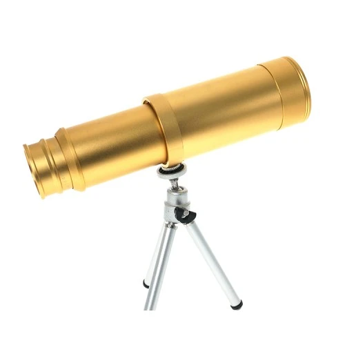 50X50 Panda Metal Gövde Tek Gözle Büyük Mercek Korsan Dürbün Gold - Resim 2