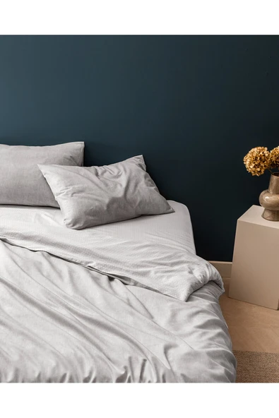 Delrico Çift Kişilik Pamuklu Baskılı Nevresim Takımı - Gri - Resim 2