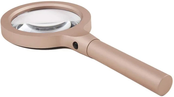 12 Led Işıklı 10X Büyüteç Yaşlılar Ve Çocuklar Için Okuma Saplı Metal Büyüteç 8013
