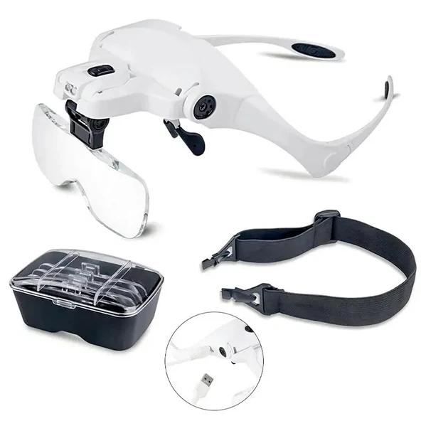 Şarjlı Gözlük Büyüteç Çalışma Büyüteci 5 Lensli 9892B2C - 2