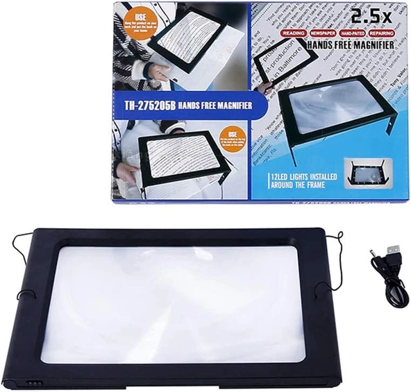 Yaşlılar Için A4 Boyutu Masa Tipi Işıklı Okuma Büyüteç Th-275205B - 2