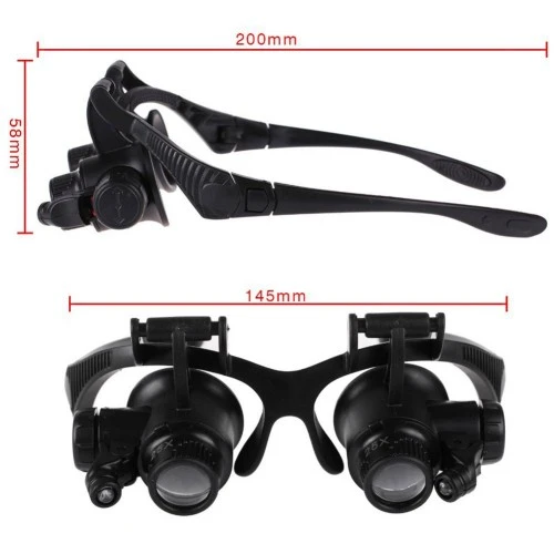 Gözlük Modeli 10X 15X 20X 25X Lens 2 Led Işıklı Büyüteç - 2
