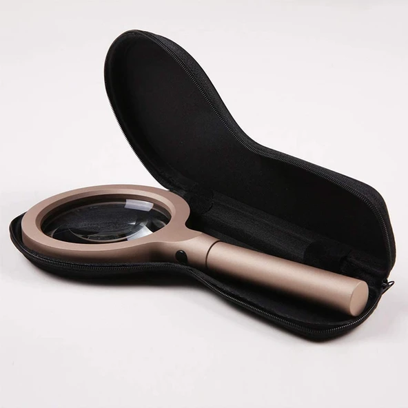 12 Led Işıklı 10X Büyüteç Yaşlılar Ve Çocuklar Için Okuma Saplı Metal Büyüteç 8013 - 4