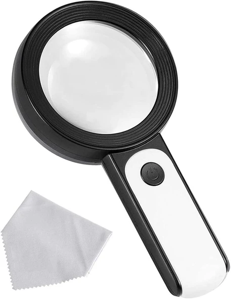 30X -12Işıklı Büyüteç Taşınabilir Çıft Katmanlı Optik Cam Okuma Büyüteç 2290-18