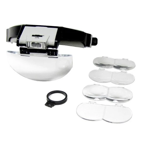 Lens Takmalı 5 Lenslı Led Lambalı Şapka Tip Büyüteç - 2