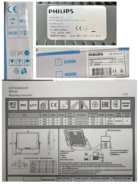 (1 Adet) PHILIPS 150W PROJEKTÖR BEYAZ (6500K) BVP150 G2 LED150 CW PSU SWB TR - 3