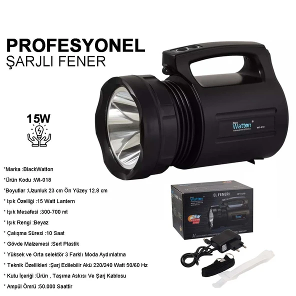 Watton Wt-018 Profesyonel Büyük Avcı Feneri