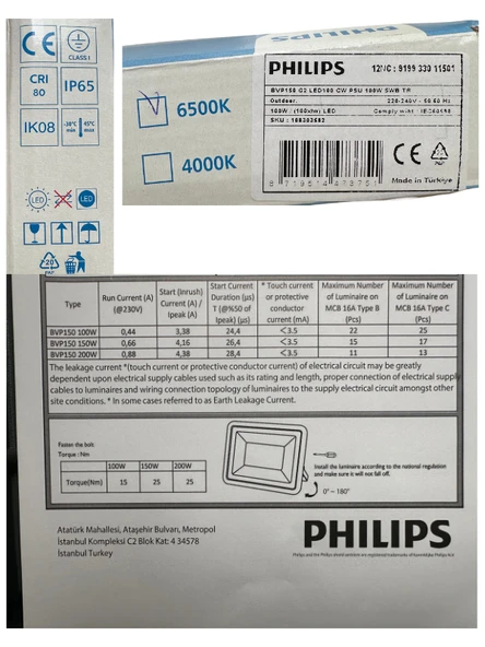 (1 Adet) PHILIPS 100W PROJEKTÖR BEYAZ (6500K) BVP150 G2 LED100 CW PSU SWB TR - 4