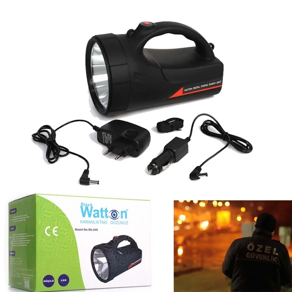 Şarjlı Güvenlik Avcı Feneri Watton Wt-240