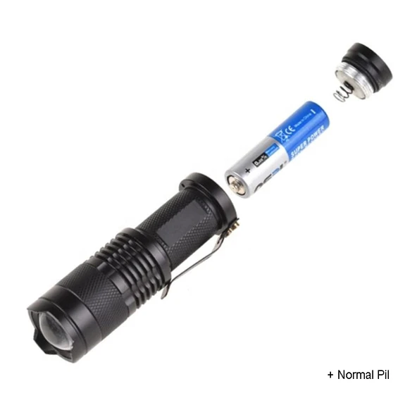 Mini Güçlü Şarjlı Pilli EL Feneri Watton Wt-304 - Resim 2