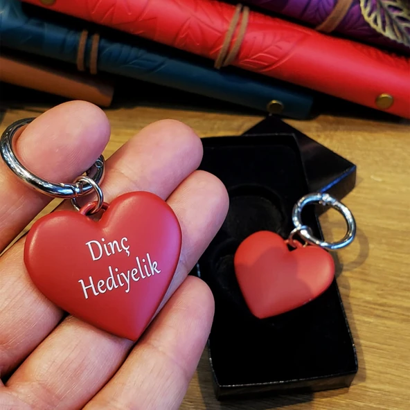 Metal Kırmızı Kalp Anahtarlık - 2