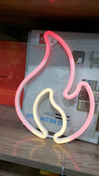 Duvara Asmalı Neon Alev 30×23cm - 2