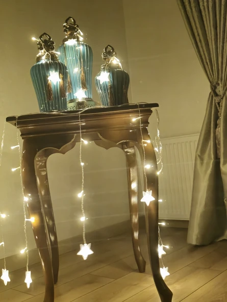 Yıldız 4m 96 Led 19 Saçak 40-50-60cm Gün Işığı yıldız boyutu:7cm - 2