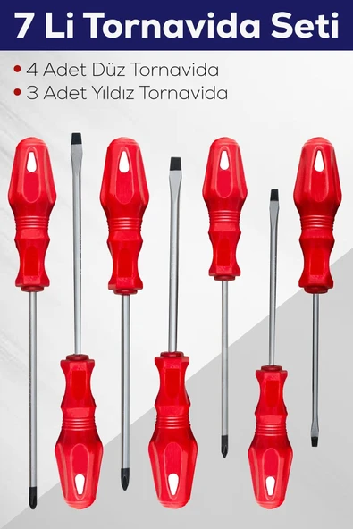 7 li Tornavida Seti 4 Adet Düz - 3 Adet Yıldız Tornavida