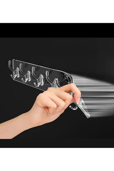 2 Adet Kendinden Yapışkanlı Güçlü Şeffaf 5li Askılık - Kapı Arkası Mutfak Duvar Banyo - 4