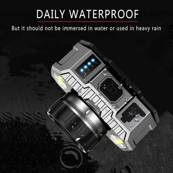 PeakStar PS-010 800 Lümen Zoomlu Şarj Göstergeli Cob LED Usb'li Şarjlı Kafa Lambası - 4