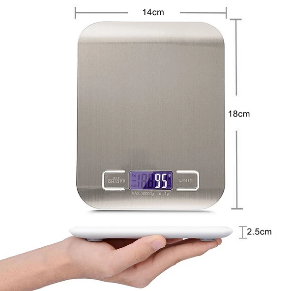Lüx Dijital Mutfak Terazisi 5 Kg 1 Gr Hassas Paslanmaz Çelik + Pil - 2