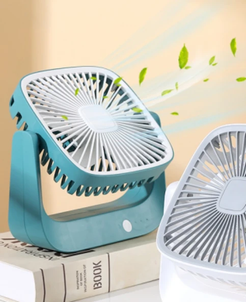 Mini Masaüstü Vantilatör - Yeşil-Beyaz - Direkt Fişli