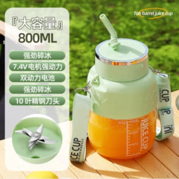 USB Şarjlı Taşınabilir Blender - Matcha Yeşili - 800ml