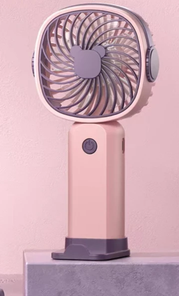 USB Şarjlı Mini El Fanı - Pembe Mor