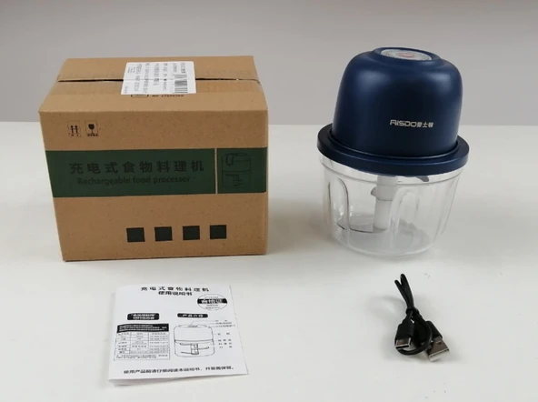 Mavi Mini Gıda İşlemcisi - 350ml - USB Şarjlı