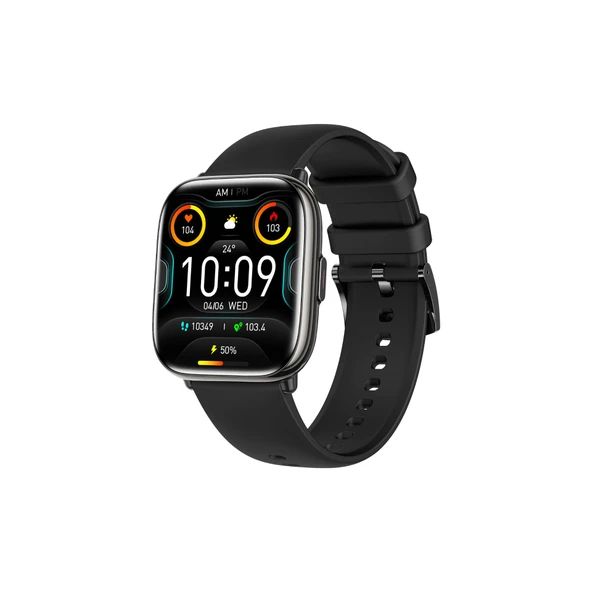 Akıllı Bluetooth Çağrı Spor Pedometre Kalp Atış Hızı Akıllı Saat - Siyah Deri Kayış