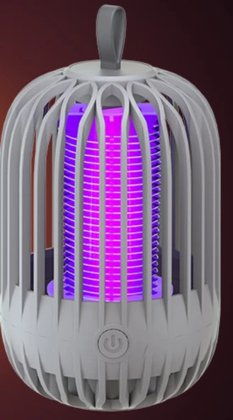 Kuş Kafesi Tasarımlı Elektrikli Sinek Öldürücü Lamba - USB Beslemeli - Pembe - 4