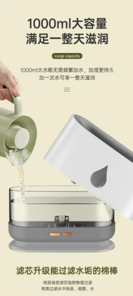 Su Damlası Nemlendirici - Gri Beyaz - 1000ml - 3
