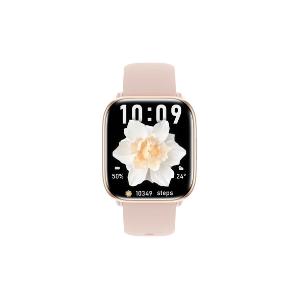 Akıllı Bluetooth Çağrı Spor Pedometre Kalp Atış Hızı Akıllı Saat - Altın Pembe Silikon Kayış - 3