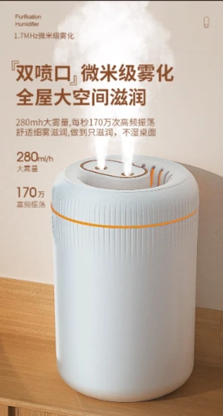 Çift Püskürtmeli Nemlendirici - Beyaz - 3.5L - USB - 6