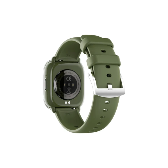Akıllı Bluetooth Çağrı Spor Pedometre Kalp Atış Hızı Akıllı Saat - Gümüş Yeşil Silikon Kayış - 4